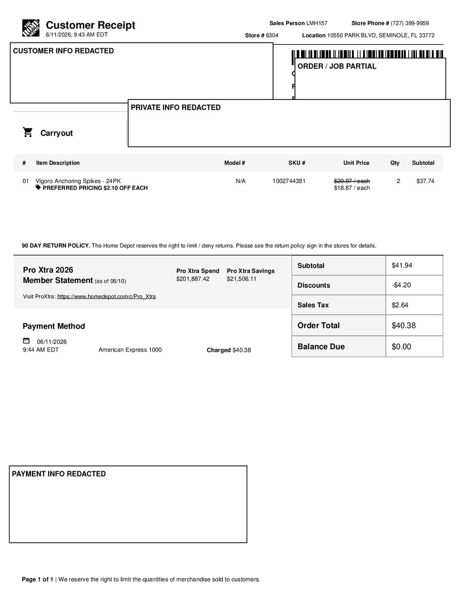 H6304 484149 Receipt