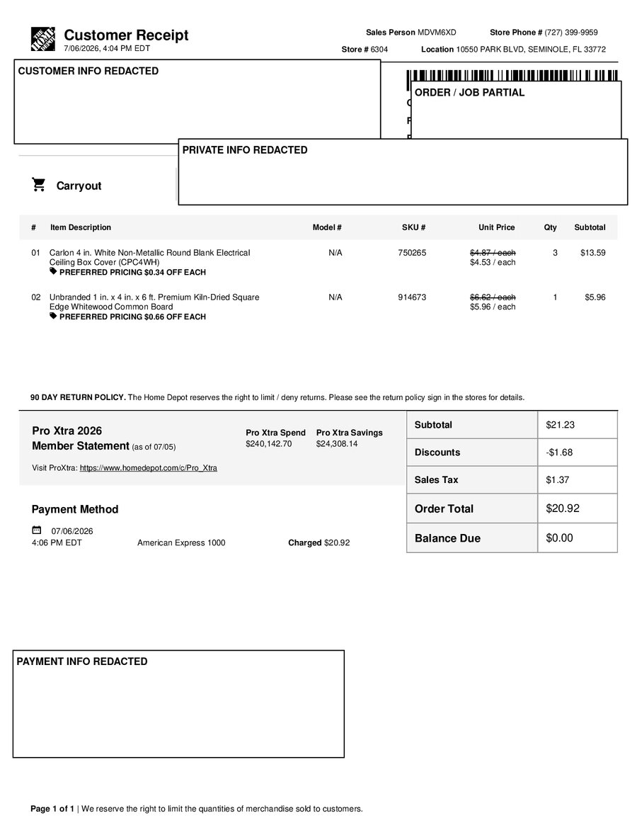 H6304 488766 Receipt