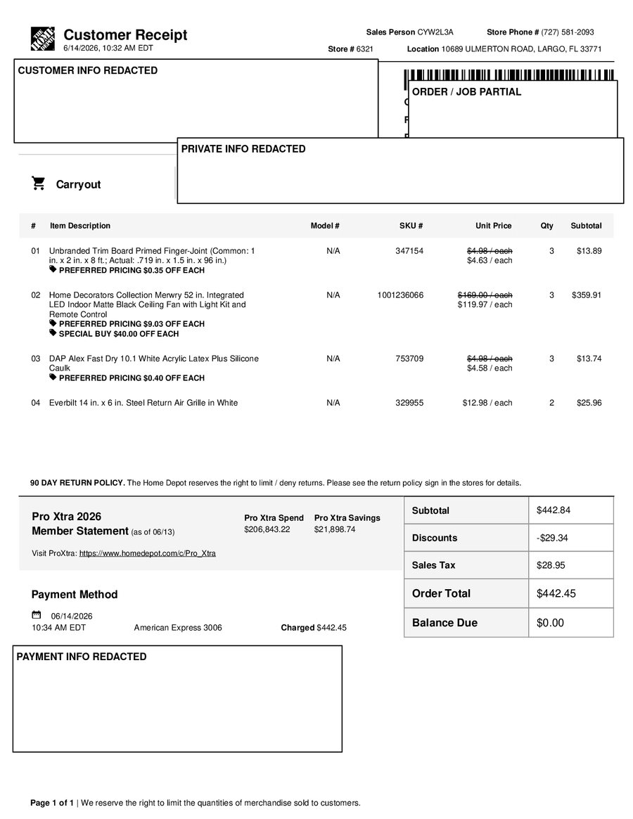 H6321 539120 Receipt