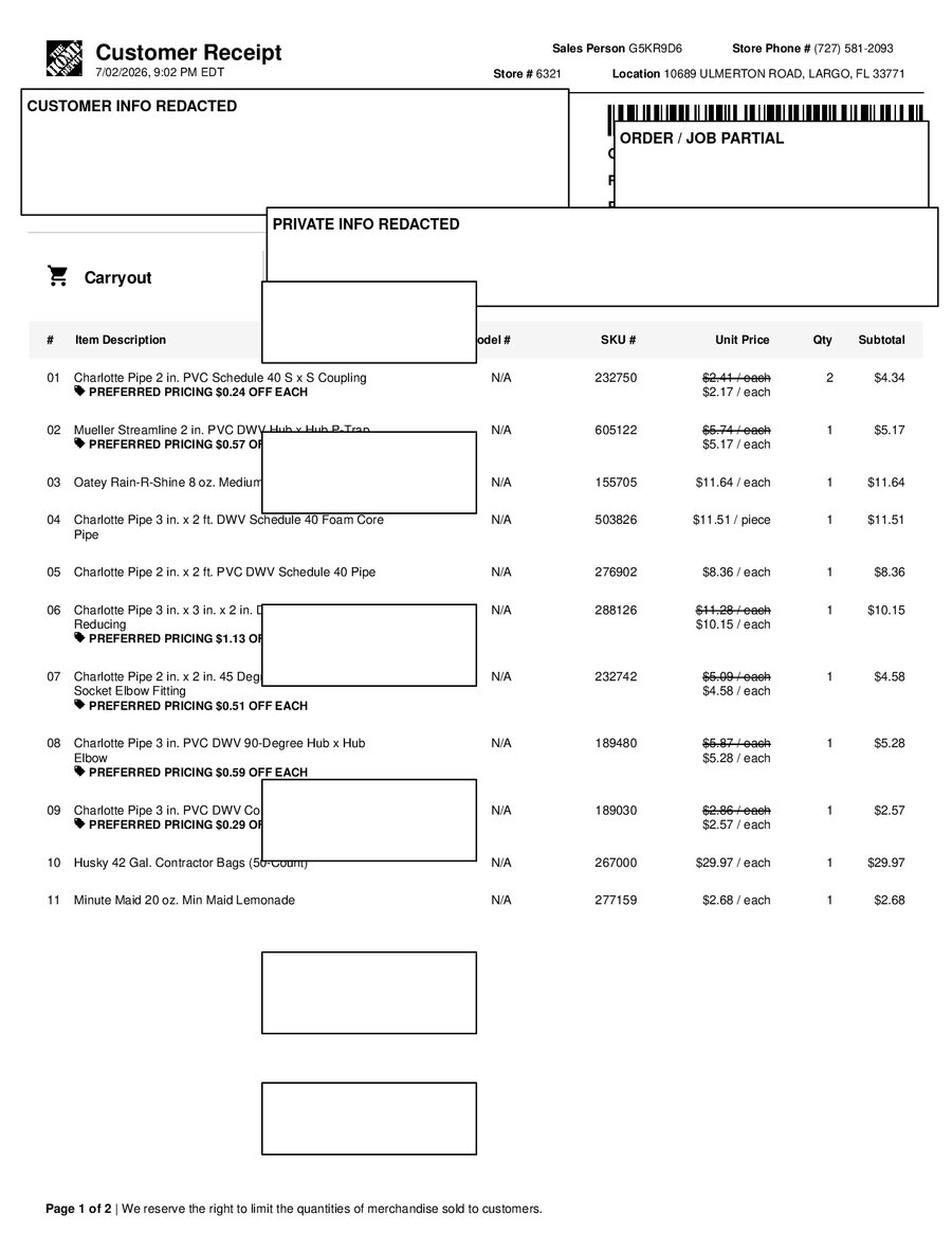 H6321 542597 Receipt