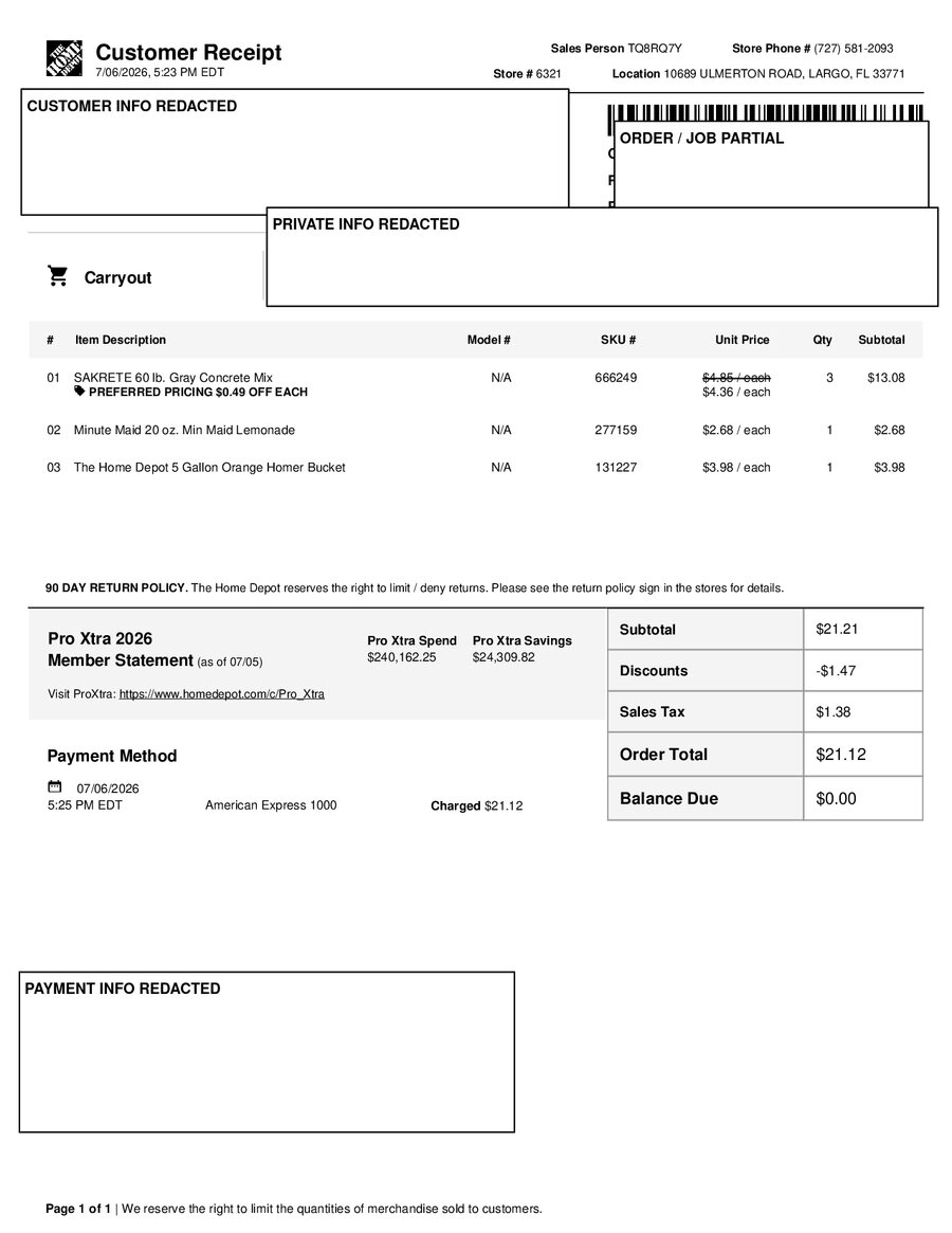 H6321 543064 Receipt