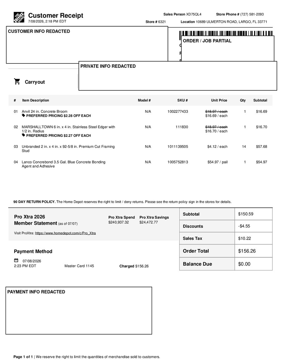 H6321 543450 Receipt